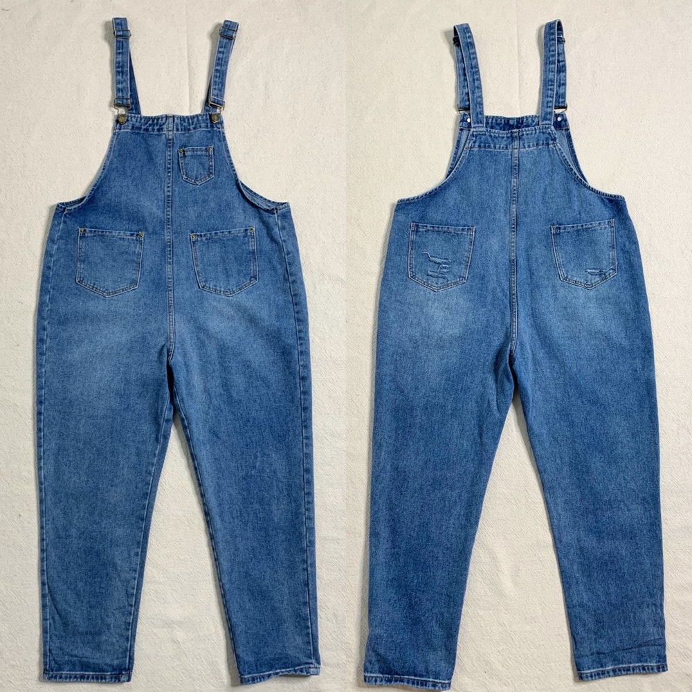 VTG Blue Denim Jean Baggy Overalls M